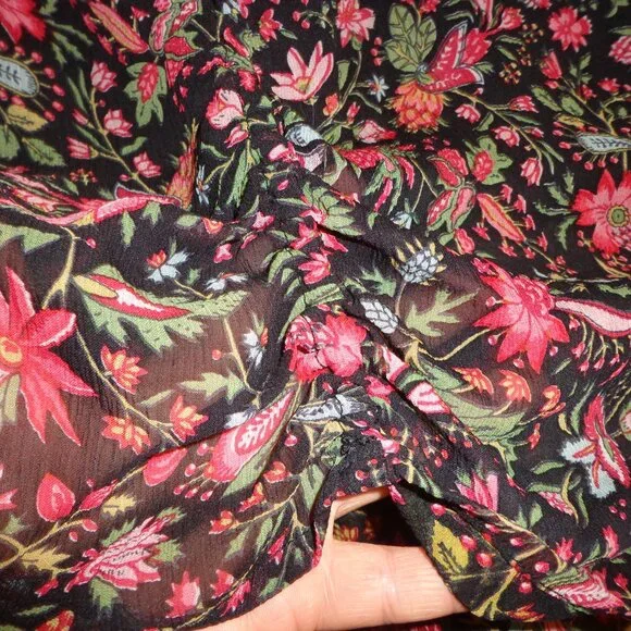 Brand New Sundance Black Iris Skirt PXS Black Floral Elastic Waist - Picture 5 of 15